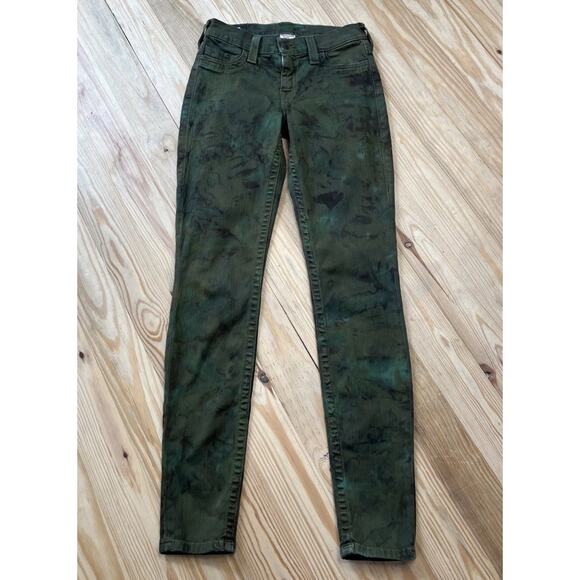 TRUE RELIGION / HALLE SKINNY - Camouflage Women's 27 Jeans Faded Made In USA - Picture 1 of 7